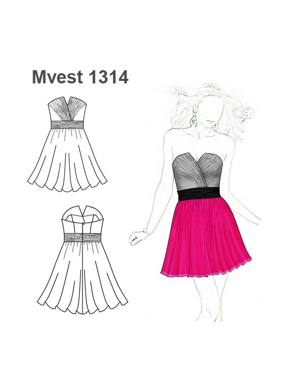 VESTIDO STRAPLESS MUJER 1314