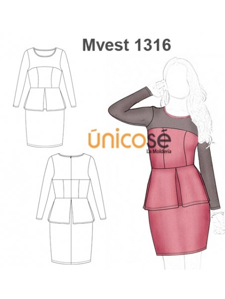 VESTIDO PEPLUM MUJER 1316