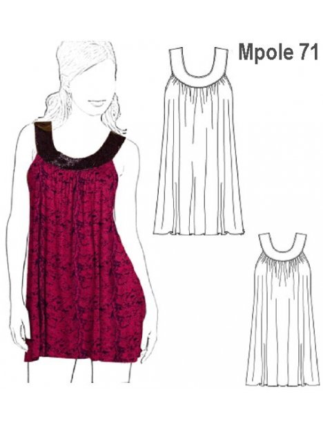 POLERA ESCOTE ADORNO MUJER, RECOGIDO EN
