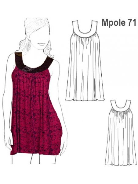 POLERA ESCOTE ADORNO MUJER, RECOGIDO EN