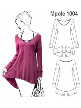 POLERA ESPALDA CURVA MUJER, RUEDO CURVO