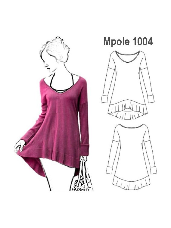 POLERA ESPALDA CURVA MUJER, RUEDO CURVO