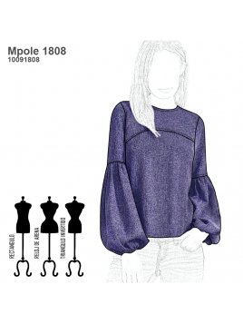 POLERA MANGA GLOBO MUJER 1808