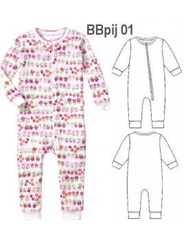 PIJAMA PUÑOS BEBE, ENTERITO, MANGA LARGA