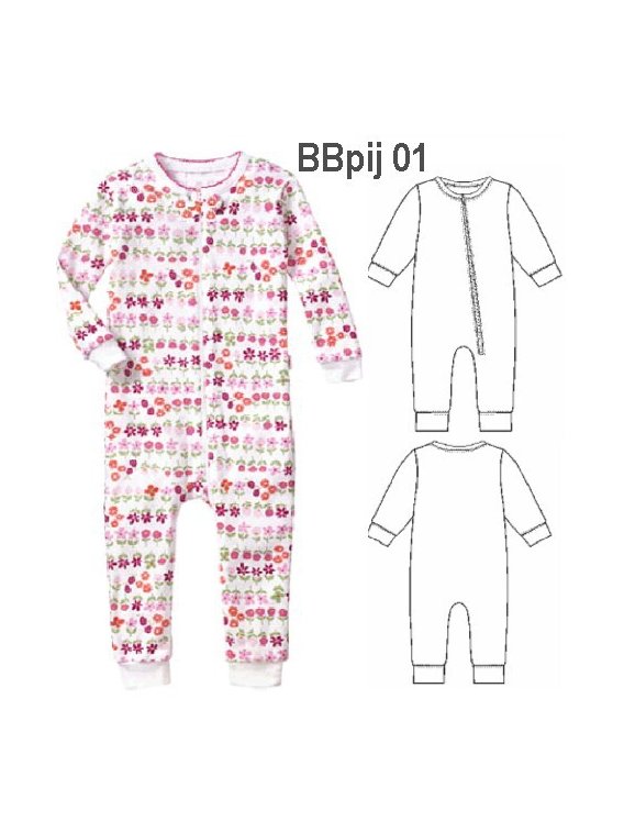 PIJAMA PUÑOS BEBE, ENTERITO, MANGA LARGA