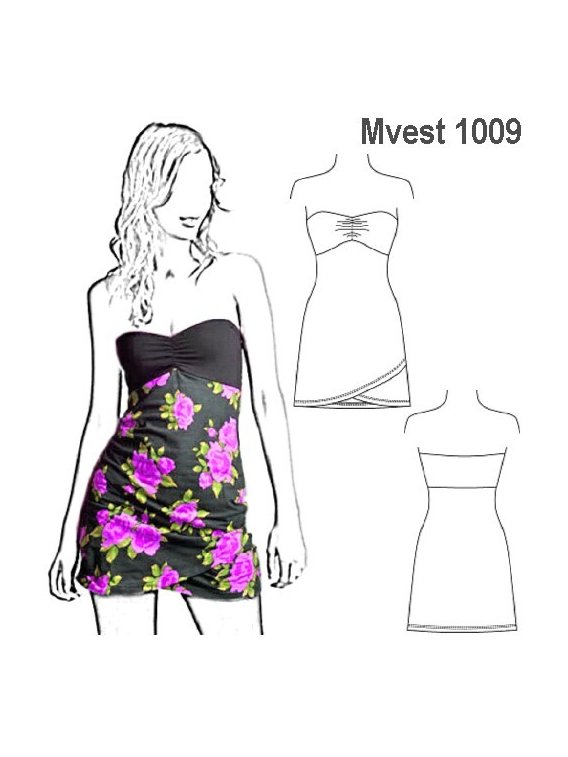 VESTIDO STRAPLESS MUJER 1009