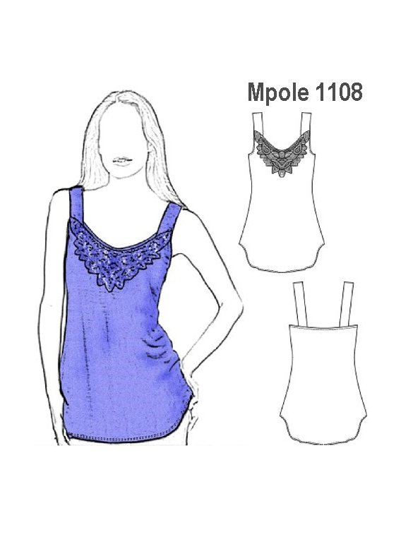 POLERA CON MACRAMíŠ MUJER, TIRANTE ANCHO,