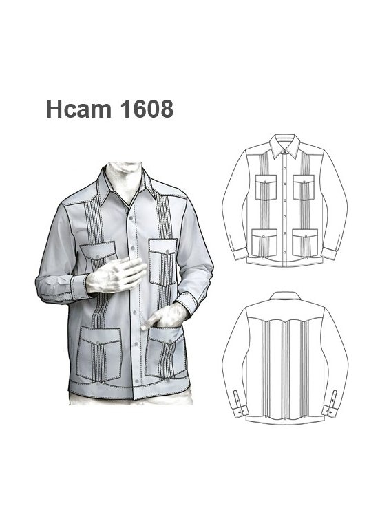 CAMISA GUAYABERA MANGA LARGA  ADULTO E I
